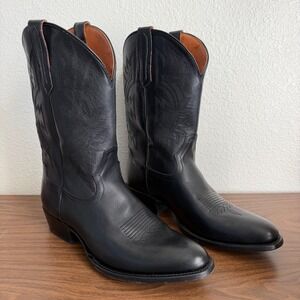 Cody James Mens Black Leather Western Cowboy Boots Round Toe Size 13 D Outdoor
